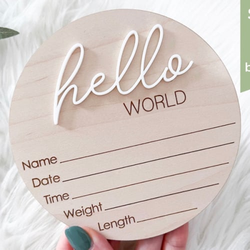 Hello World Baby Announcement Sign Hello World Plaque Gender - Etsy