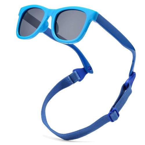 COASION Bendable Flexible Polarized Newborn Baby Sunglasses with Strap for Infant Boys Girls Age 0-12 Months CA8042