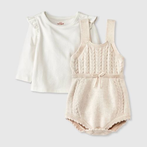 Baby Girls' Sweater Romper - Cat & Jack™ Cream Newborn