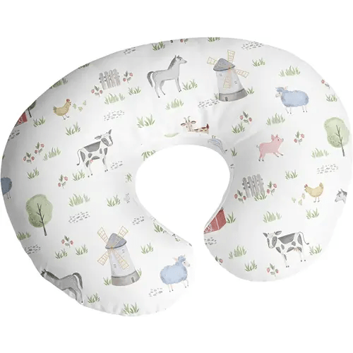 Sweet Jojo Designs Farm Animals Nursing Pillow Cover Breastfeeding Pillowcase Newborn Infant Bottle Breast Feeding Pillow NOT Included Watercolor Farmhouse Barn Horse Cow Gender Neutral