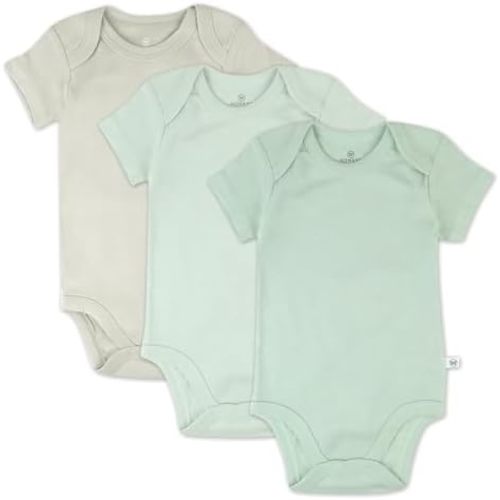 HonestBaby 3-pack Short Sleeve Bodysuits One-piece 100% Organic Cotton for Infant Baby Boys, Girls, Unisex