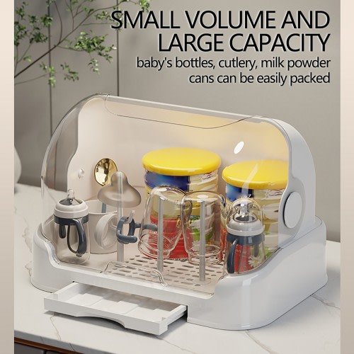 Lenkho Baby Bottle Drying Rack Baby Bottle Organizer With Covver Bottle Storage With Removable Drip Tray Nursing Baby Bottle Storage Countertop