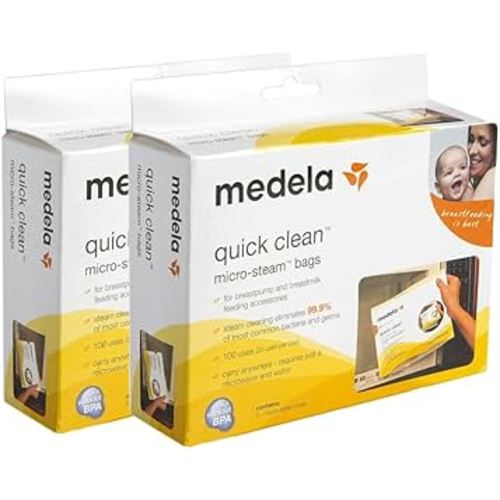 Bitybean Quick Clean Micro-Steam Bags, 2 Pack of 5 (10 Microsteam Bags Total), for Medela Teethers, Training Cups, Pacifiers, Breast Pump Parts and Bottles