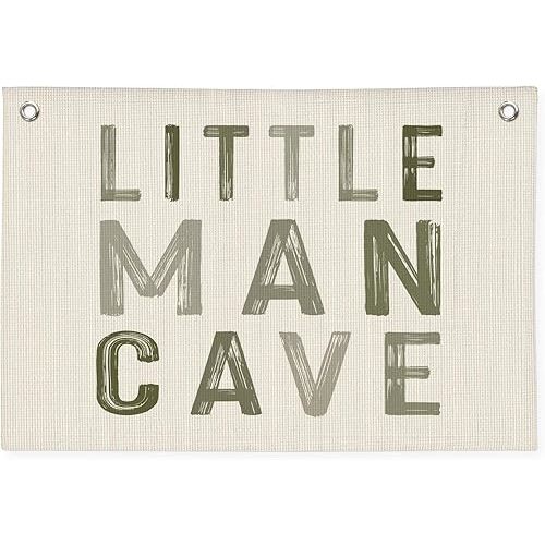 Little Man Cave Decor for Nursery, Sage Green Canvas Banner, Long Live Boyhood Wall Hanging Linen Banner Flag Decor for Nursery Playroom Toddler Room, Boys Kids Room Decor