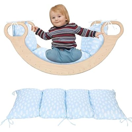 ROYALAY Cushion for Climbing Arch Rocker, Play Cushions for Kids Indoor, Toddler Nap Mat with Machine Washable Cover, Blue