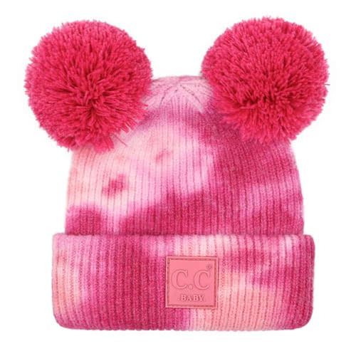 C.C Kids' Babies' Soft Stretch Cable Knit Faux Fur Pom Pom Beanie Hat