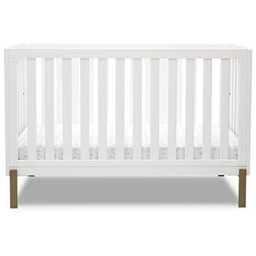 Delta Children Hendrix 4-in-1 Convertible Crib, Bianca White/Bronze