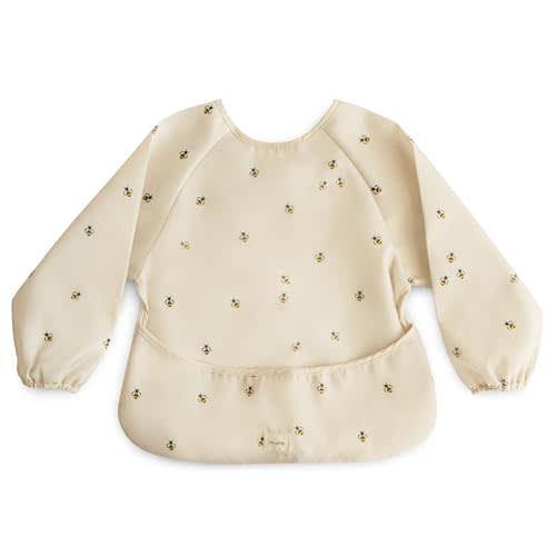mushie Long Sleeve Baby Bib | Mess Free & Waterproof Fabric for Toddlers | Adjustable Fit for Ages 6-24 Months