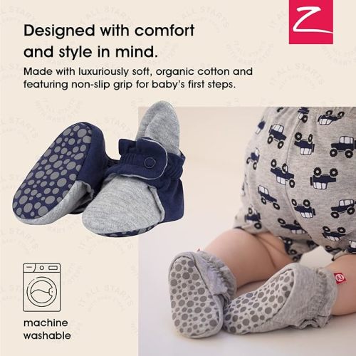 Zutano Unisex Organic Cotton Baby Booties With Gripper Soles