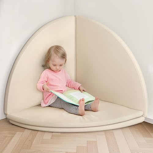 All-Around Play Mat, Modular Vegan Leather Baby Play Mat, Soft & Wipe-Clean Baby Mat for Floor, Foldable Foam Play Mat for Baby, Stylish Crawling Mat for Home School Nursery, Reading Nook, 4-Piece