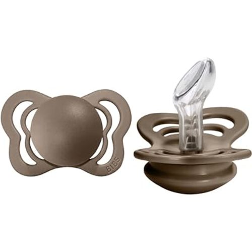 BIBS Pacifiers - Couture Collection | BPA-Free Baby Pacifier | Made in Denmark | Set of 2 Dark Oak Color Premium Soothers | Size 0-6 Months