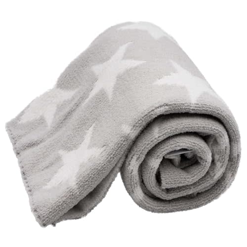 LITTLE CELEBRITY Chenille Baby Blanket, Baby Blankets for Boys, Baby Blankets for Girls, Toddler Blanket, Baby Boy & Girl Blankets, Soft Baby Blankets, Plush Baby Blankets, 40x30 Inches (GREY STARS)