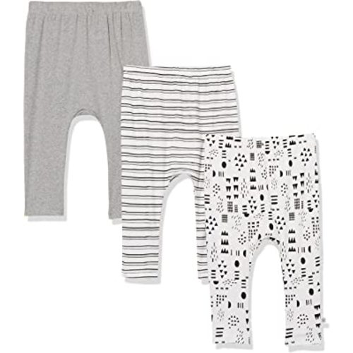 HonestBaby Multipack Harem Pants Roomy Fit Pull on Bottoms 100% Organic Cotton for Infant Baby Boys, Girls, Unisex