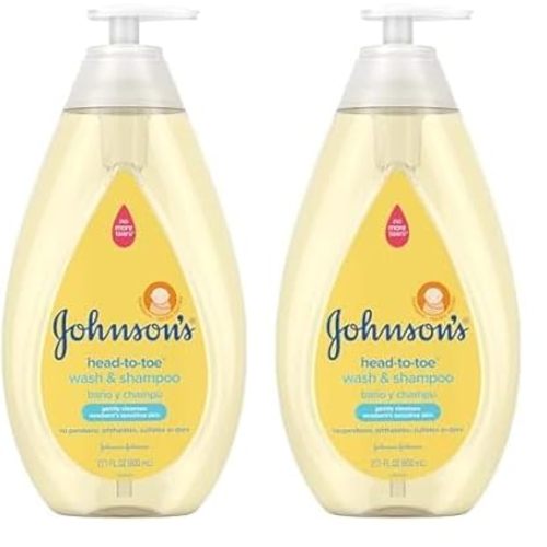 Johnson's Head-to-Toe Gentle Tear-Free Baby & Newborn Wash & Shampoo, Sulfate-, Paraben- Phthalate- & Dye-Free, Hypoallergenic Wash for Sensitive Skin & Hair, 27.1 fl. Oz (Pack of 2)