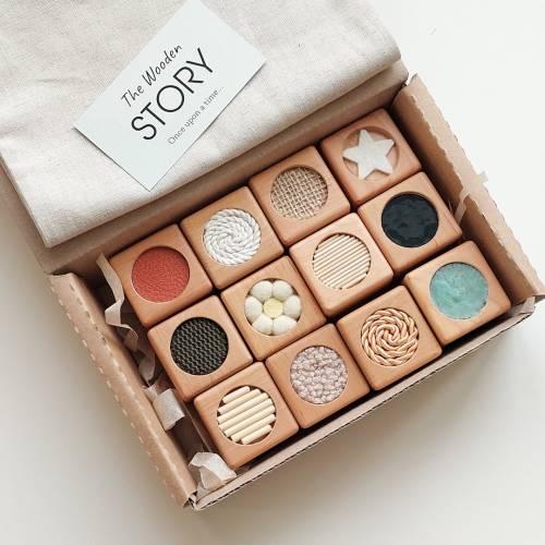 Montessori sensory blocks - Wooden toys for toddlers - Baby sensory toys - First birthday gift - Toddler montessori toys - Wooden blocks