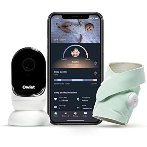 Owlet Dream Duo Smart Baby Monitor - Video Baby Monitor with HD Camera & Dream Sock: Only Baby Monitor to Track Heart Rate & Average Oxygen as Sleep Quality Indicators
