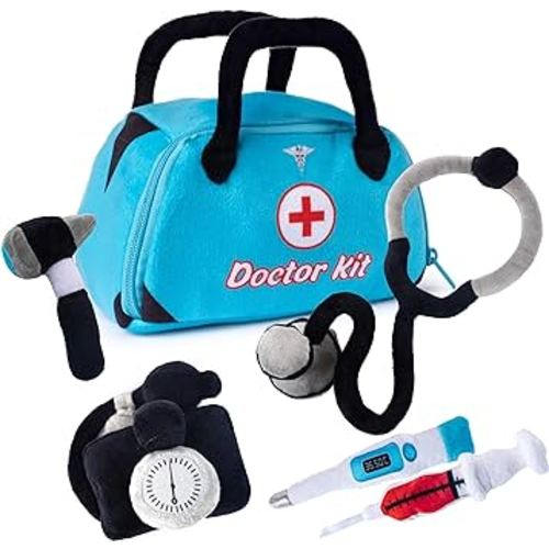 Talking Plush Toy Doctor Kit for Toddlers | Doctor Playset | Kid Doctor Set | Doctor Kit for Toddlers | Dr Kit | Includes Talking Blood Pressure Meter, Otoscope, Stethoscope, Thermometer & Syringe
