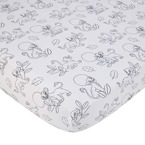 Everything Kids Disney Lion King Leader of The Pack Black & White Super Soft Fitted Crib Sheet, Black, White