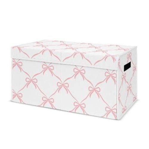 Sweet Jojo Designs Baby Girl Fabric Storage Toy Bin Ballerina and Ballet Bows Pink and White