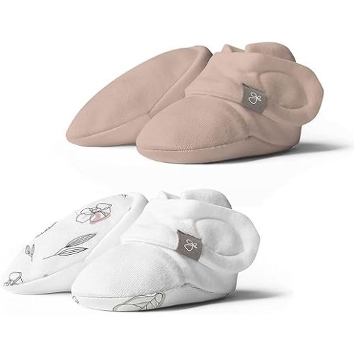 goumikids Stay On 2 Pack Boots Abstract Floral + Rose, 0-3 Months