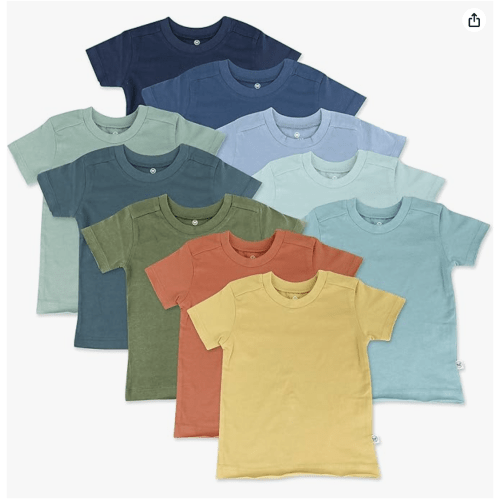 HonestBaby Multipack Short Sleeve T-Shirt Tee 100% Organic Cotton Infant Baby, Toddler, Little Kids Boys, Girls, Unisex