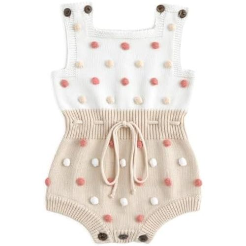 Simplee kids Baby Girl Kint Romper Fall Sleeveless Pompoms Rompers Newborn Little Girl Overall Jumpsuit Outfits