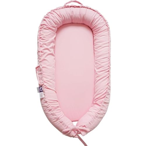 Infant Lounger, Baby Nest Cover for Baby Girls & Boys, Newborn Essentials for Baby 0-12 Months, 100% Cotton Breathable, Co Sleeper for Baby in Bed (Misty Rose)