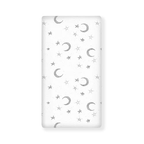 Winpema Moon and Stars Fitted Crib Sheet Night Style Baby Crib Sheet Fit Standard Crib and Toddler Mattress,Crib Mattress Sheets for Boys Girls 28"x52"