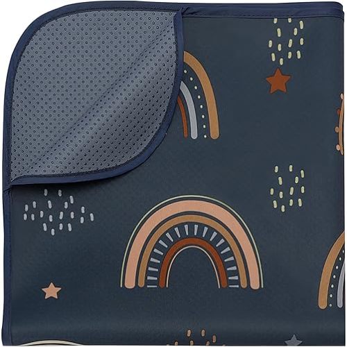 Blissful Diary Baby Splat Mat for Under High Chair, 50.4 x 50.4 Inch, Retro Rainbow