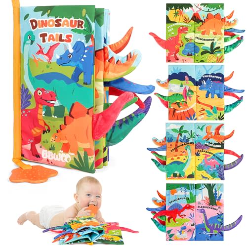 BBWOO Soft Baby Book - Baby Toy - Newborn Boys Girls Shower Gift - Tummy Time Toy for Infant 0-6 6-12 Months - Touch and Feel Sensory Crinkle Book with Teether for Toddler