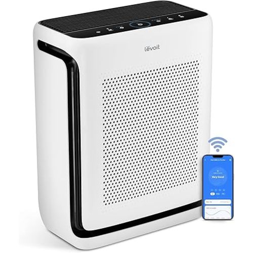 LEVOIT Air Purifiers for Home Large Room Up to 1878 Ft² with Washable Pre-Filter, AHAM VERIFIDE, Air Quality Monitor, HEPA Sleep Mode for Allergies, Pet Hair in Bedroom, Vital 200S-P, White
