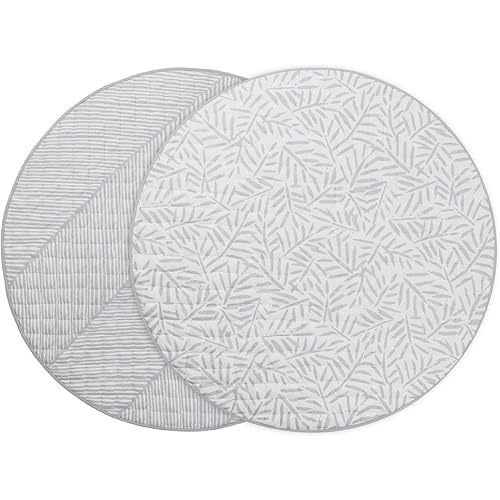Toddlekind Organic Cotton Reversible Play Mat – 48" Handmade Blanket for Floor Activities, Tummy Time, Nursery Decor, and Family Comfort 0m+ Stone (Gray)