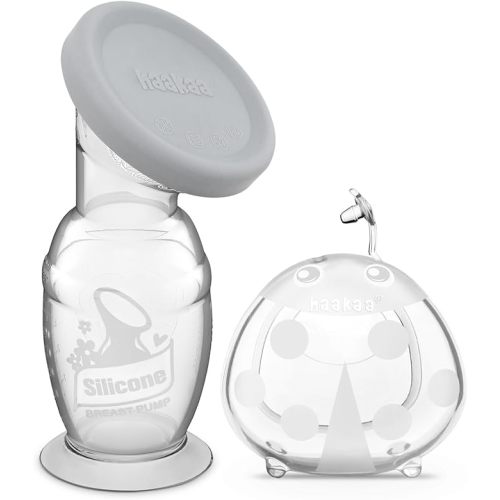 haakaa 100ml Manual Breast Pump with Leakproof Silicone Lid and 75ml Wearable Ladybug Breast Milk Collector Combo for Breastfeeding - Grey Cap : Amazon.com.au: Baby