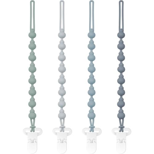 Silicone Pacifier Clip for Boys and Girls: 4-Pack Pacifier Clips, One-Piece Gourd-Shaped Pacifier Clip for Babies, Soft and Flexible Pacifier Clip for Boys and Girls, Baby Newborn Essentials