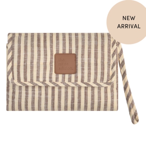 Lemon Sorbet Stripe Linen Change Mat