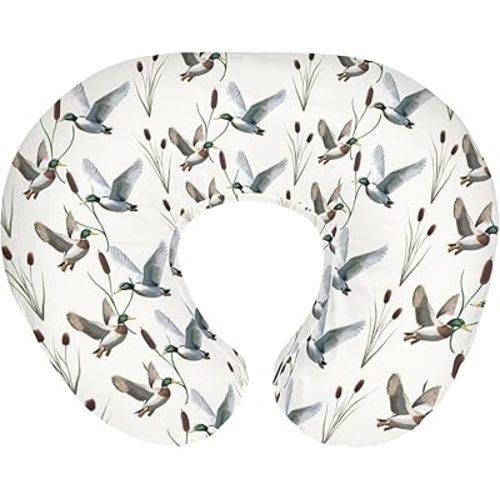 Hunting Mallards Ducks Baby Nursing Pillow Covers for Boy Girl Wild Duck Pond Lake Nursery Feeding Slipcover for Breastfeeding Pillows Flying Mallards Waterfowl Soft Stretchy Covers for Newborn Infant