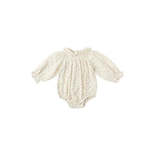 Callie Floral Ruffle Collar Organic Cotton Bubble Romper, 0-3M- Only 2 left