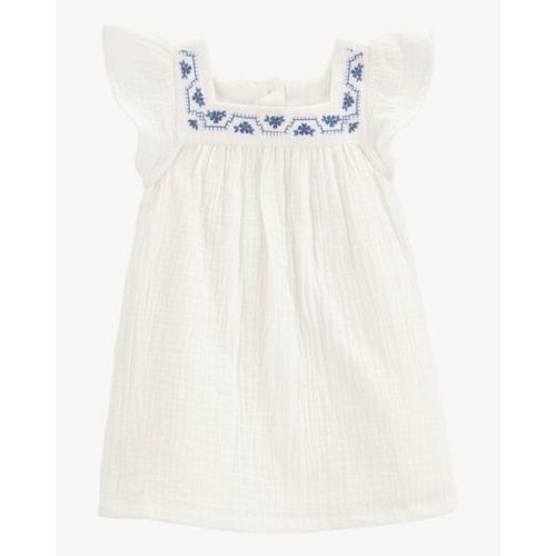 Baby Solid Flutter-Sleeve Dress - White - Carter's | Carter's