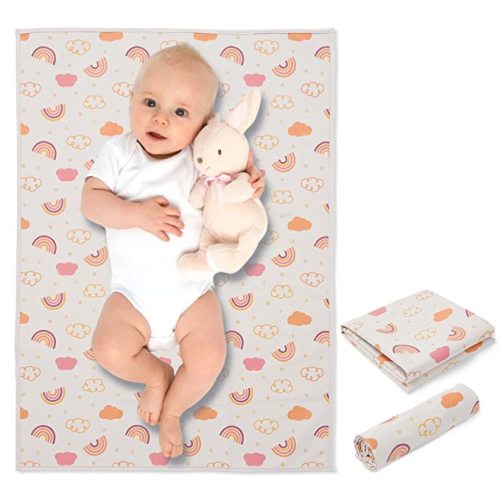 Wipeable Portable Baby Changing Mat in Rainbow