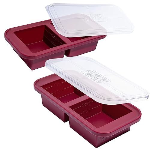 Souper Cubes 2 Cup Silicone Freezer Tray with Lids, Perfect for Storing Lasagna, Leftovers, Sauces, Portioned Meals and More, Silicone Soup Freezer Molds for Meal Prepping - Cranberry - 2-Pack