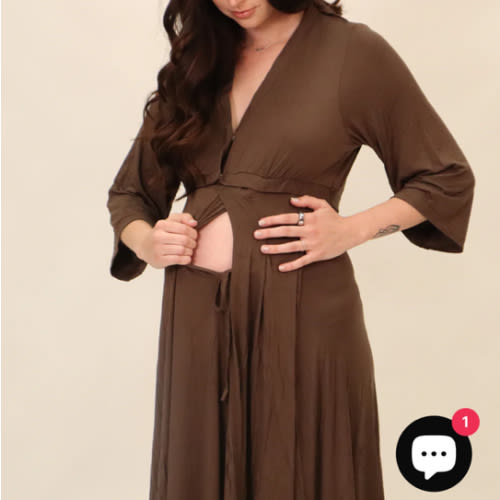 Lila Labor & Postpartum Gown in Mocha