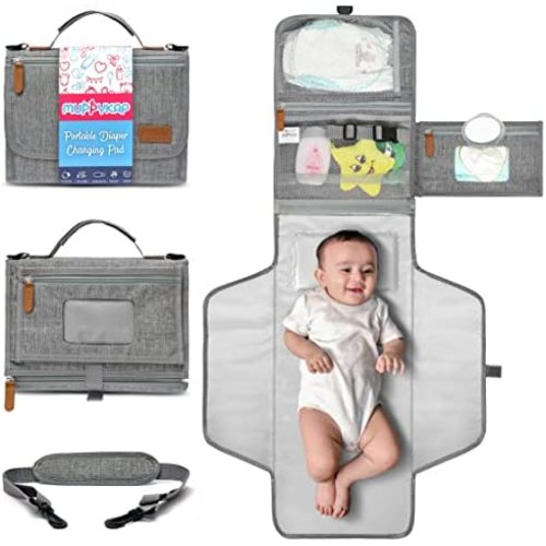 Portable Changing Pad with Shoulder Strap - Detachable Travel Changing Pad - Fully Padded, Lightweight & Waterproof - Diaper Changing Pad - Baby Shower Gifts - Changing Mat (27"x22")