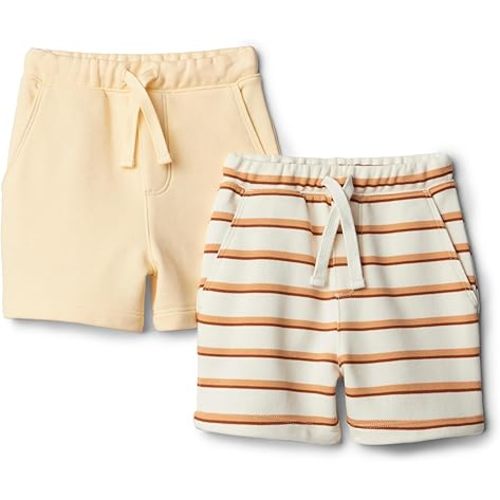 Amazon Essentials x Sofia Grainge Toddlers and Baby Boys' Pull On Knit Shorts, Pack of 2