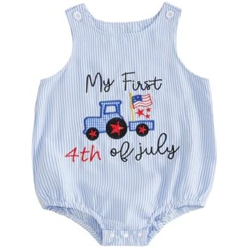 YINGISFITM My First 4th of July Baby Boy Outfit Newborn Overalls American Flag Romper Onesie Fourth of July Infant Clothes