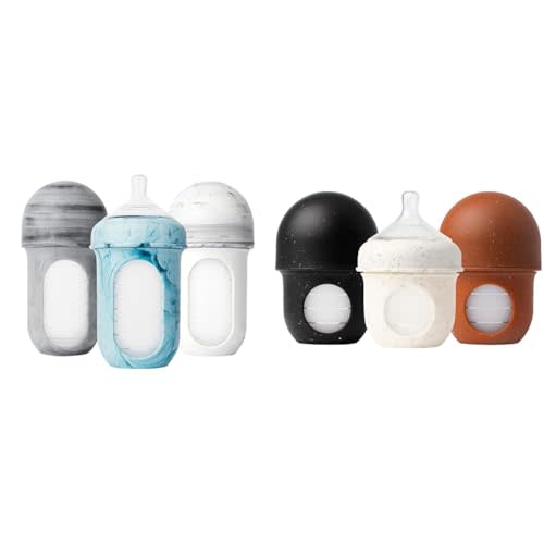 Boon Nursh Reusable Silicone Baby Bottles with Collapsible Silicone Pouch Design - Everyday Baby Ess & Nursh Reusable Silicone Baby Bottles with Collapsible Silicone Pouch Design, Tie dye