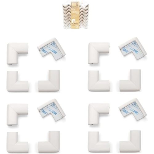 Roving Cove Corner Protector for Baby (16 Large Corners), Hefty-Fit Heavy-Duty Soft Rubber Foam Furniture Corner Bumper Guards, 3M Adhesive Pre-Taped, Oyster White (Off White)