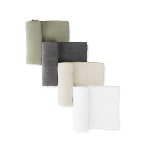 Organic Breathable Swaddle Blankets 4-Color Pack