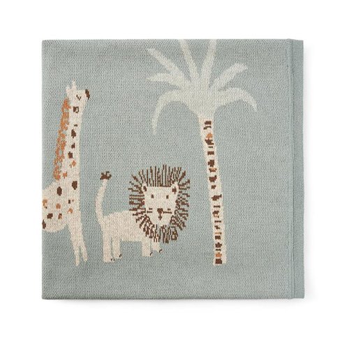 Knit Blanket Safari Lion Sage | Elegant Baby | NINI and LOLI