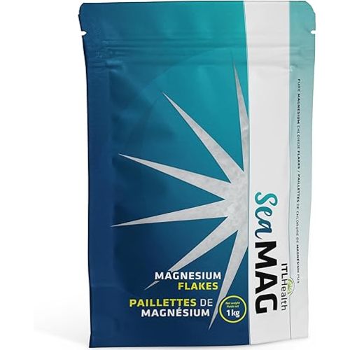 ITL Health SeaMAG Magnesium Chloride Flakes - Pure & Highly Concentrated Magnesium for Relaxing Baths, Dead Sea Salts for Soaking, Ideal for Comforting Bath Soaks - 1kg