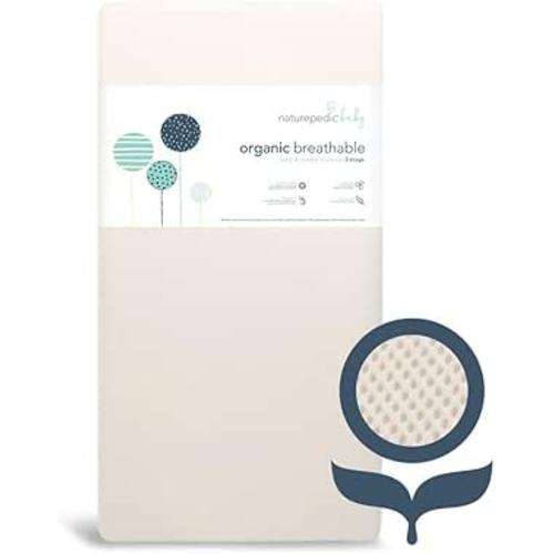 Naturepedic Organic Crib Mattress - 2-Stage Lightweight Infant & Toddler Mattress with Protector Pad - Waterproof, Breathable & Non-Toxic for Baby and Toddler Bed